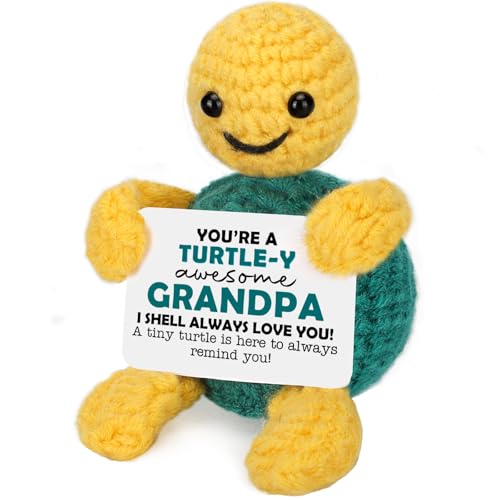 NeverNerve Grandpa Crochet Turtle — Funny Grandkids Gift for Grandfather, I Love You Retirement, Grandpa Variation