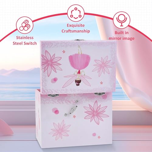 Ballerina Musical Jewelry Box with 2 Drawers - Fairy Design Music Box