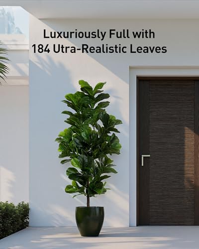 6ft Tall Fiddle Leaf Fig Tree - Lifelike Artificial Plant for Home & Office Decor