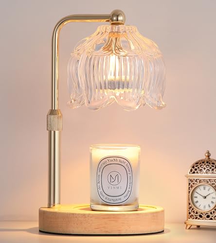 Gold Flower Glass Candle Warmer Lamp with Timer & Dimmable Light