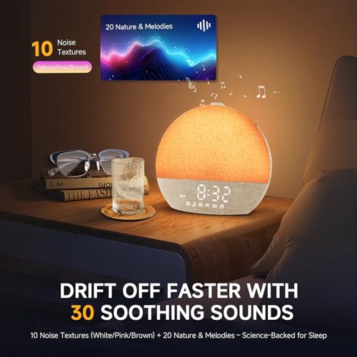 Sunrise Alarm Clock White Noise Machine with Bluetooth Speaker - Khaki