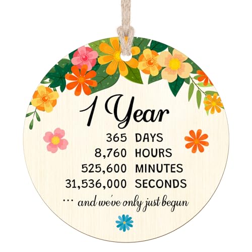 First Anniversary Wooden Ornament – 8cm x 8cm Hanging Christmas Couple Gift