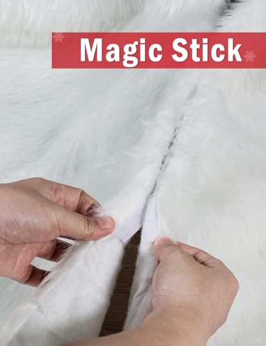 48-Inch White Faux Fur Christmas Tree Skirt - Soft Fluffy Plush Mat