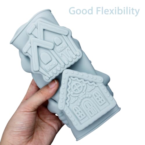 Vrthske Christmas Gingerbread House Silicone Molds Set of 2, 6-Cavity, Blue-R0323