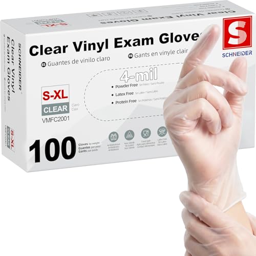 Clear Vinyl Disposable Exam Gloves - Powder Free, Latex Free & Food Safe