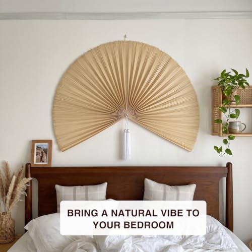 47-Inch Handmade Bamboo Wall Fan Boho Wall Decor