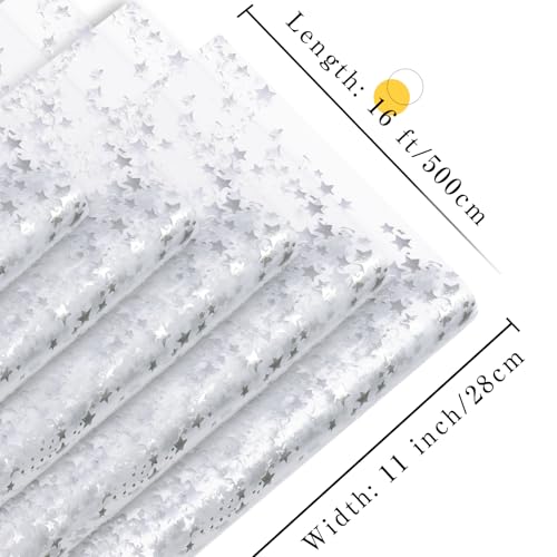 RUDONG M Silver Star Table Runner, 3 Rolls – 11 in x 16 ft (Silver)