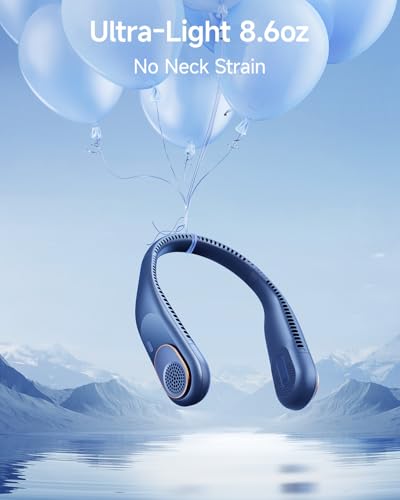 SWEETFULL Portable Bladeless Neck Fan, 5200mAh Rechargeable Personal Fan