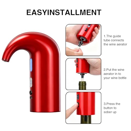 Yoocylii Burgundy Electric Wine Aerator Dispenser – 200ml Auto Pour with LED Display