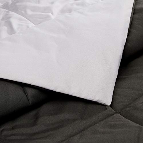 Reversible All-Season Microfiber Comforter Blanket, Twin/Twin XL, Black/Grey