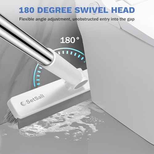 V-Shaped Grout Cleaner Brush with Adjustable Long Handle & Swivel Head
