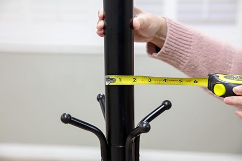 12-Hook Metal Coat Rack, Standing Entryway Coat Tree, Black