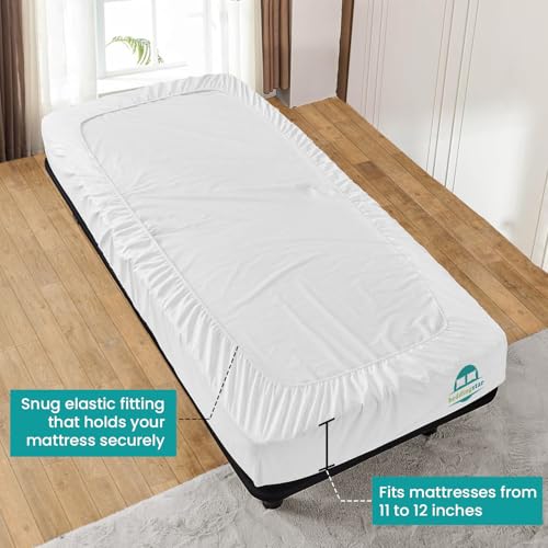 Twin Fitted Sheet 39x75, 6-Inch Deep Pocket 100% Egyptian Cotton, White