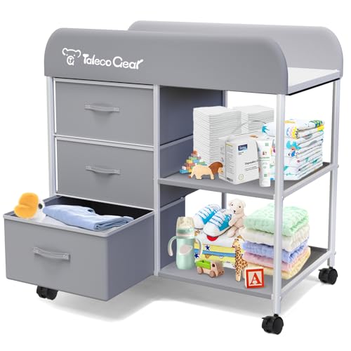 Portable Baby Changing Table with Waterproof Pad and 3 Storage Baskets