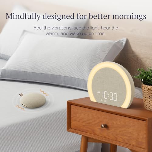 Loud Alarm Clock with Wireless Bed Shaker & Night Light for Heavy Sleepers