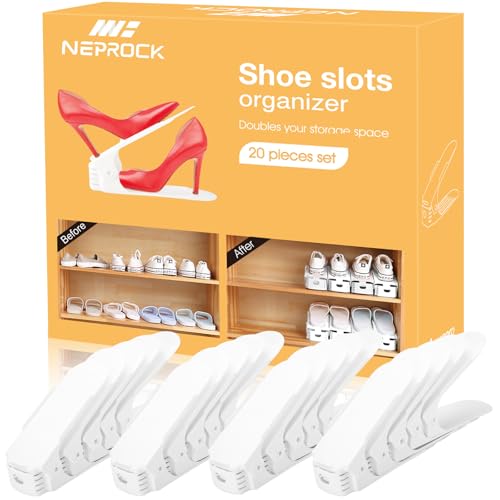 Adjustable Shoe Slots Organizer - 20 Pack Double Deck Space Saving Rack