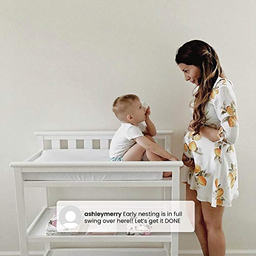 Flat Top Baby Changing Table with Wheels, Storage Shelves and Pad