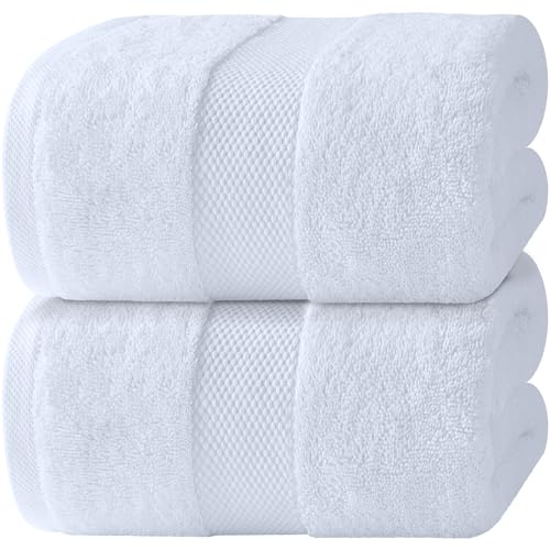 White Classic Extra Large Bath Sheets 35x70 Turkish Cotton 700 GSM 2 Pack