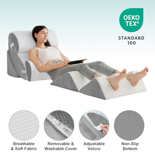 Adjustable Bed Wedge Pillow Set for Comfort & Support