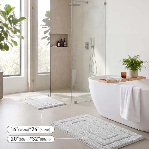 GRANNY SAYS Gray Bathroom Rug 20" x 30", Non-Slip Microfiber Bath Mat