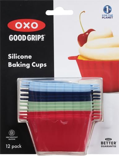 OXO Good Grips Silicone Baking Cups - Reusable, BPA-Free, Non-Stick | Pack of 12 Muffin & Cupcake Liners