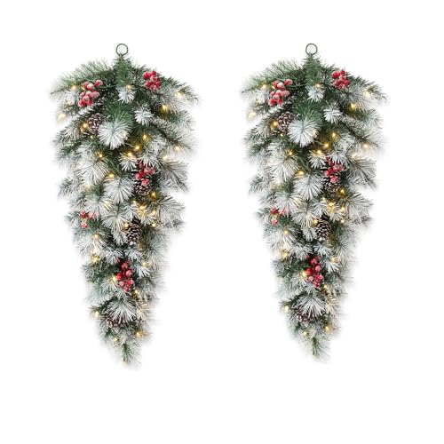 3ft Pre-Lit Artificial Christmas Teardrop Swag with Pinecones and Berries