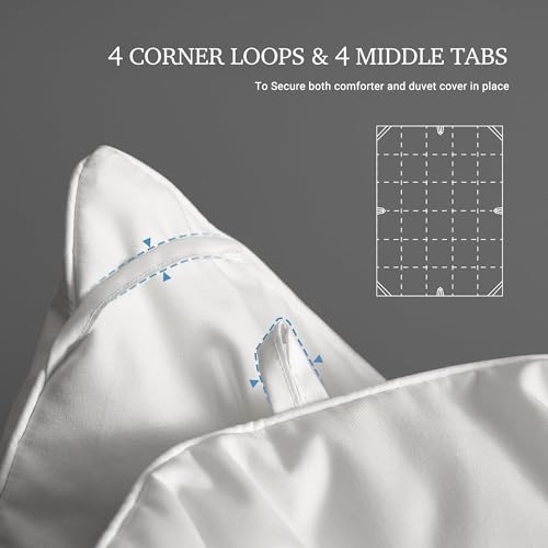 Oversized King Size White Goose Down Comforter - 100% Cotton, All Season Duvet Insert, Medium Warmth, 108x98 Inch