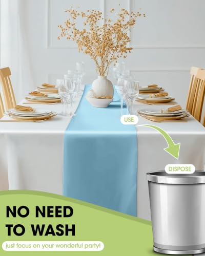 Pureegg Blue Disposable Plastic Table Runner 14x108 Inch - 10 Pack Party Decor