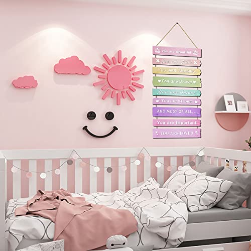 Inspirational Wooden Wall Art Hanging Plaque for Girls Bedroom Decor