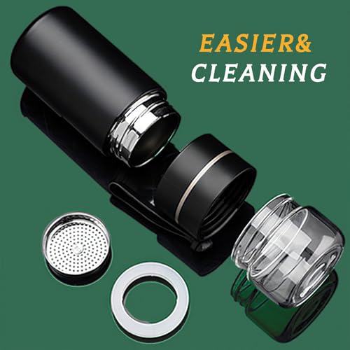 Moyufoby Classic Black Glass Travel Tea Mug with Infuser 15oz