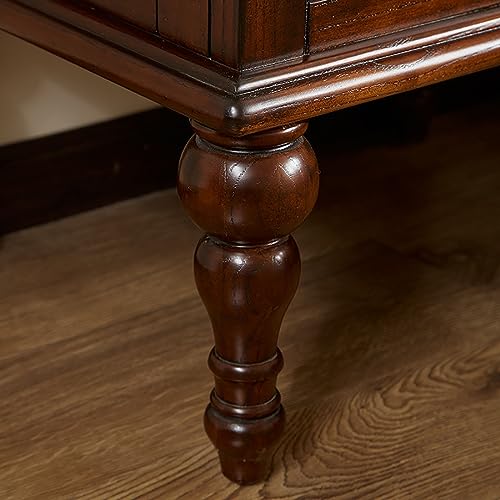 Minimalist Solid Wood Bedside Table with 2 Drawers, Walnut Finish