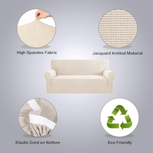 Stretch Sofa Cover for 3-Cushion Couch - Jacquard Fabric