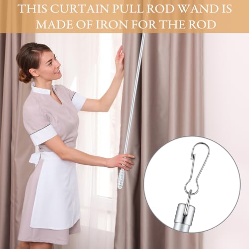 6-Pack 46-Inch Metal Curtain Pull Wand Set with Rings and Hooks
