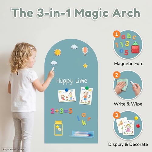 Magnetic Arch Wall Decal - Kids Peel-and-Stick Chalkboard Play Surface