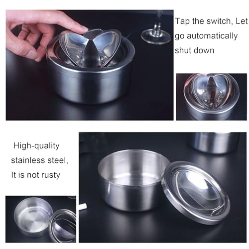 Stainless Steel Windproof Ashtray with Lid - Flip Top Outdoor Ash Tray