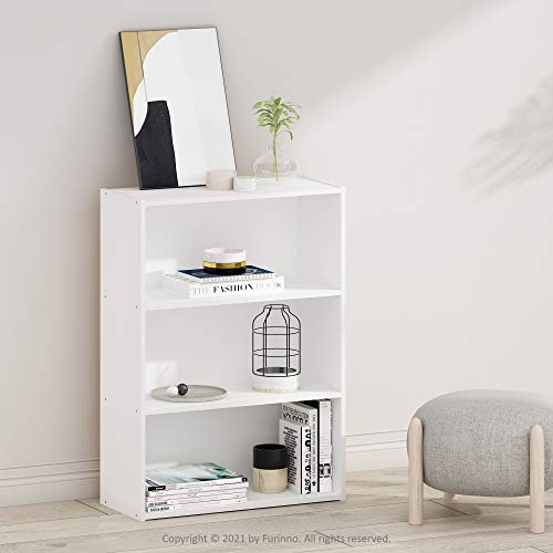 3-Tier Wooden Bookshelf Small Open Display Storage Shelves, White