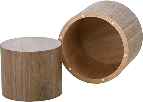 Nesting Coffee Table Set of 2, Round Wooden Accent Side Tables for Living Room