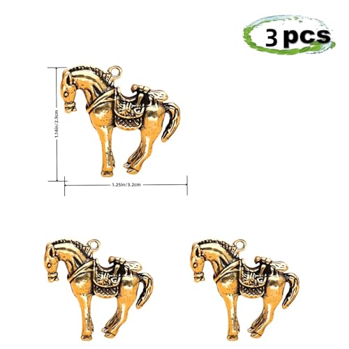 3-Piece Brass Horse Hinge Head Toppers Magnetic Decorative Accents