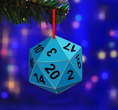 D4DREAM Funny Christmas Ornament C - 3" Acrylic D20 Dice for Tree Decor, Gamer Gift
