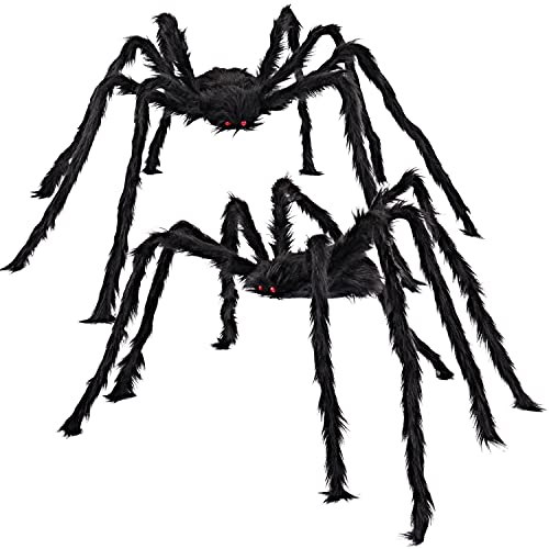 Giant Halloween Black Hairy Spiders (2 Pack) - 5 Ft Outdoor Props