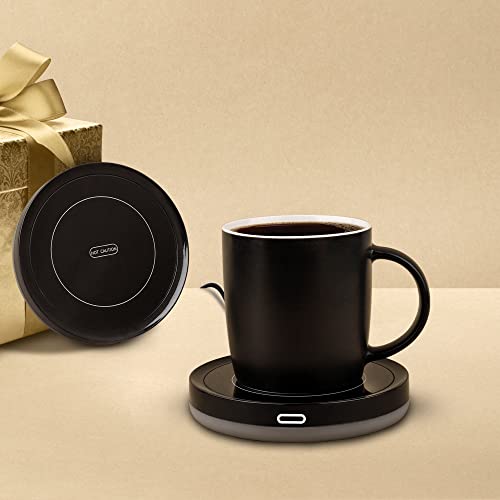BESTINNKITS Black Auto Gravity Mug Warmer for Office Desk - Keeps Drinks at 131°F