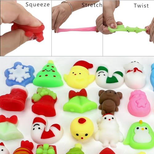 Christmas Mochi Squishy Toys Set of 50 - Stress Relief & Party Favors