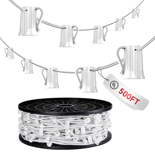 Brightown White 500FT Commercial C7/E12 Christmas Light Socket Set Spool