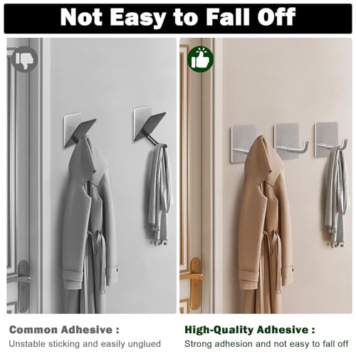 304 Stainless Steel Adhesive Towel Hooks - Brushed Nickel, 6 Pack