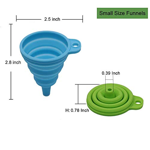 Collapsible Silicone Kitchen Funnel Set - 4 Pack Food Grade Folding Funnels