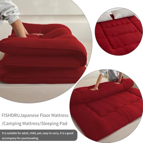 Queen Size Japanese Floor Mattress, Foldable Quilted Futon Bed