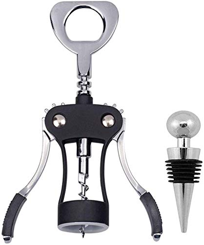 Ilyever Black Wing Corkscrew with Bottle Stopper - Premium Wine Opener & Bottle Opener