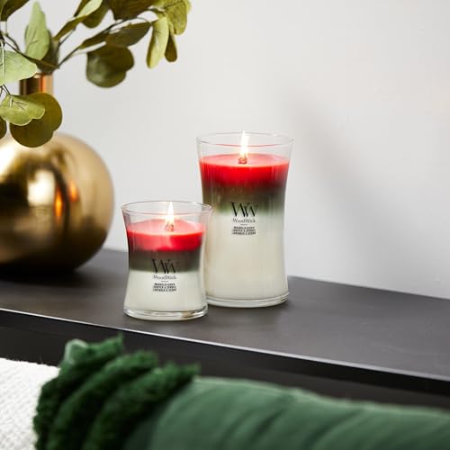 WoodWick Winter Garland Trilogy Holiday Candle Gifts for Women and Men, 9.7 oz Medium Hourglass Trilogy Candle with Crackling Wick