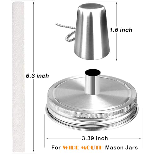 Mason Jar Tabletop Torch Kit - 4 Pack with Stainless Steel Lids