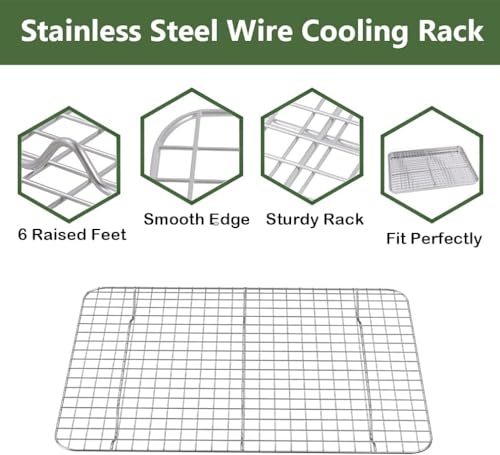 Stainless Steel Baking Sheet and Cooling Rack Set, 16x12 Inch (4-Piece)